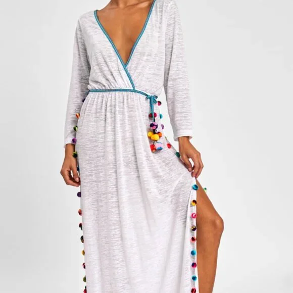 Pitusa | Dresses | Pitusa Womens Beach Dress And Coverup With Pom Poms |  Poshmark